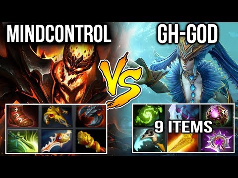 GH-GOD 9 Items Naga Siren vs Mindcontrol Divine Rapier Shadow Fiend Dota2